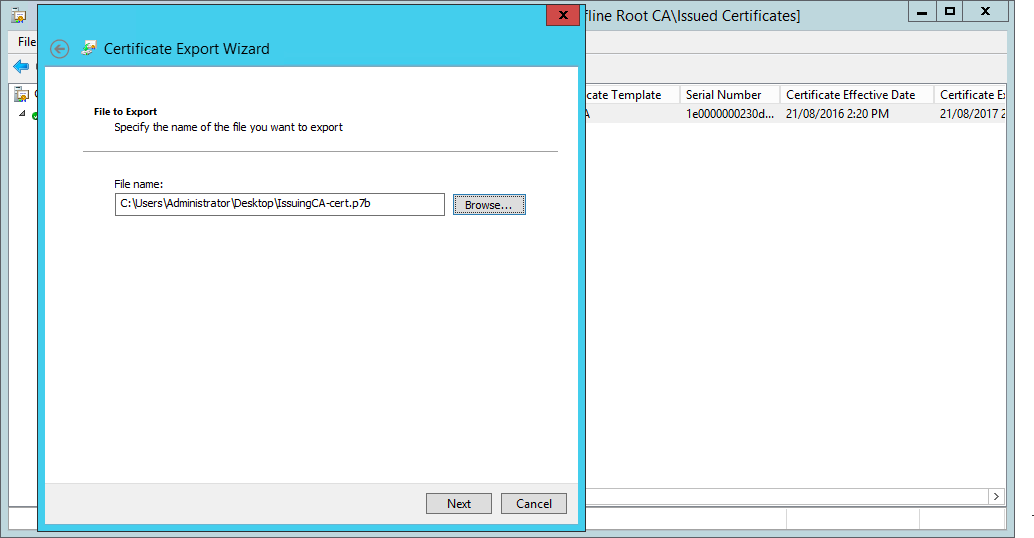 Browse to where the PKCS formatted certificate is stored
